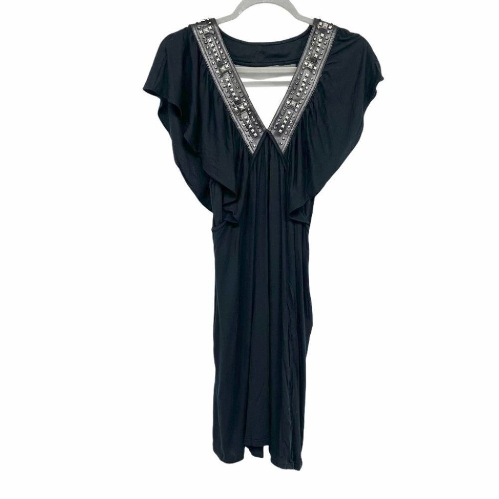 Faith Connexion studded v neck black  mini dress